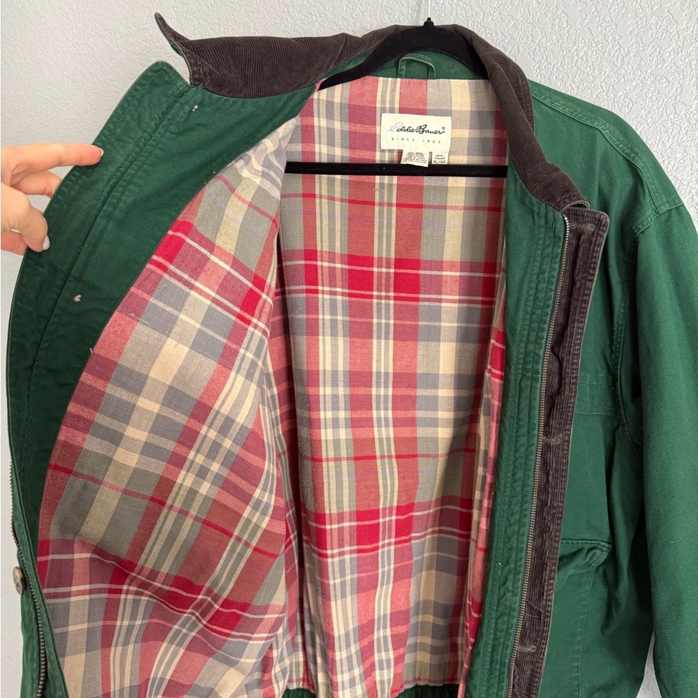 Vintage Eddie Bauer Mens Green Barn Coat Jacket 90s XL - Picture 8 of 10